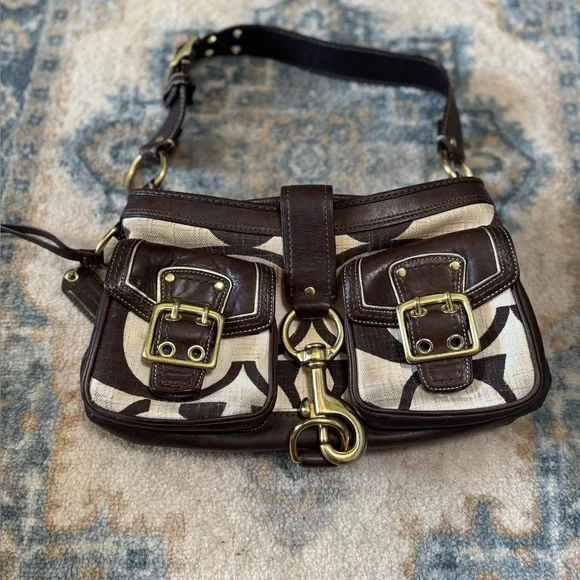 Coach Vintage Leather Brown and Cream Women's Bag - Picture 1 of 9